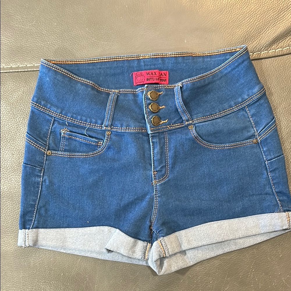 Wax Jean Blue Denim Shorts, SIZE S